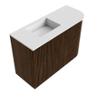 Mondiaz JOYA 61.6cm toiletmeubel - ronding rechts kleur Walnut - Wastafel FAYE positie Links 1 kraangat kleur Talc. SW1421273