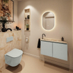 MONDIAZ TURE-DLUX Meuble toilette - 80cm - Greey - EDEN - vasque Frappe - position gauche - 1 trou de robinet SW1102793