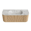 MONDIAZ KURVE-DLUX 120cm Meuble salle de bain avec module 25 G et D - couleur Oak - 1 tiroir - 2 portes - vasque BIG SMALL centre - sans trou de robinet - couleur Glace SW1137921