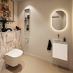 MONDIAZ TURE-DLUX Meuble toilette - 40cm - Talc - EDEN - vasque Glace - position centrale - sans trou de robinet SW1103093