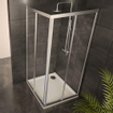Adema Glass Cabine de douche carré avec 2 portes coulissantes 80x80x185cm verre transparent avec receveur de douche 4cm SW8754