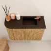 Mondiaz JOYA 61.6cm meuble de salle de bains - arrondi gauche couleur Oak - Vasque FAYE position Droite 1 trou de robinet couleur Urban SW1421198