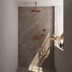 BRAUER Copper Edition douche de pluie encastrée thermostatique - 3 voies - ronde - set 84 - tête de douche 30cm - bras de plafond - douchette 3 jets - flexible de douche - coude de raccordement mural - cuivre brossé PVD SW1159258