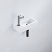 FugaFlow Efficiente Pietra Ensemble fontaine - 37,5x18,5x9cm - céramique - trou de robinet à gauche - robinet de fontaine gunmetal - bouchon de vidange - siphon abaissé - Blanc brillant SW1442307
