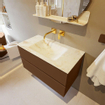 MONDIAZ VICA-DLUX Ensemble meuble de salle de bains - 90cm - meuble bas Rust - 2 tiroirs - lavabo encastré Cloud centré - sans trous de robinet - version haute 60cm - Frappe SW1089077