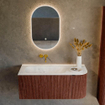 Mondiaz KURVE-DLUX Ensemble de meuble de salle de bains - 105x46x40cm - 1 tiroir - 1 porte - lavabo solid surface - gauche - sans trou de robinet - Ruby SW1415732