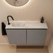 MONDIAZ TURE-DLUX Meuble toilette - 80cm - Smoke - EDEN - vasque Opalo - position gauche - 1 trou de robinet SW1104563