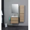 Basic Line Bella Ensemble meuble de salle de bains - 60x55x46cm - 1 lavabo - Céramique - Blanc - 1 trou de robinet - Sans miroir - MDF Chêne SW398063