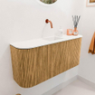 Mondiaz JOYA 93.2cm toiletmeubel - ronding links en rechts kleur Oak - Wastafel FAYE positie Midden Zonder kraangat kleur Talc. SW1421166