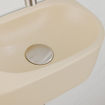 QeramiQ Fuente Ensemble de Lavabo - 40x21.5x12cm - lisse - demi-rond - sans trou pour robinet - céramique - ensemble de robinet en acier inoxydable brossé - bouchon de vidange - siphon réduit - beige SW1233101