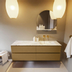 MONDIAZ VICA-DLUX Ensemble meuble de salle de bains - 150cm - meuble bas oro - 4 tiroirs - lavabo encastré cloud à droite - sans trous de robinet - version haute 60cm - glace SW1088235