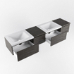 MONDIAZ BUKLA 200cm ensemble de meuble avec module 40 gauche couleur Marron Foncé avec 4 tiroirs. Lavabo CLOUD double 0 trou de robinet couleur Talc. SW1382161
