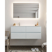 Mondiaz VICA ensemble de meuble de salle de bain - 120cm - meuble sous-vasque argile - 4 tiroirs - lavabo lune gauche - 1 trou de robinet - miroir LED - version XL 60cm de haut SW1097918