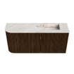 Mondiaz JOYA-DLUX Meuble de salle de bains - 91,6 cm - arrondi gauche couleur Walnut - Vasque FAYE position droite sans trou de robinet couleur Frappe SW1422329