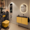 MONDIAZ TURE-DLUX Meuble toilette - 80cm - Ocher - EDEN - vasque Lava - position droite - sans trou de robinet SW1103878