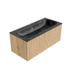 MONDIAZ KURVE-DLUX 100cm Meuble salle de bain - couleur Oak - 1 tiroir - vasque BIG MEDIUM centre - sans trou de robinet - couleur Lava SW1138143