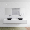 Mondiaz Lagom Meuble salle de bains 200x30.9x45cm Solid Surface Urban 2 tiroirs avec lavabo BINX vasque à poser double sans trous de robinet SW409400