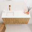Mondiaz JOYA 80cm toiletmeubel - kleur Oak - Wastafel FAYE positie Links Zonder kraangat kleur Talc. SW1421116