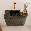 Mondiaz JOYA-DLUX 51.6cm toiletmeubel - ronding rechts kleur Shadow - Wastafel FAYE positie Links Zonder kraangat kleur Lava. SW1422940