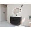 HR badmeubelen Infinity XXL 3D Ensemble meuble de salle de bains - 100 cm - 1 lavabo en céramique djazz blanc - 1 trou de robinet - 2 tiroirs - noir mat SW863471
