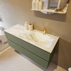 Mondiaz VICA-DLUX Ensemble de meuble de salle de bain - 120cm - meuble sous-vasque armée - 2 tiroirs - lavabo encastré cloud droite - 1 trou de robinet - version haute de 60cm - glace SW1088105