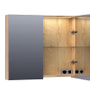 BRAUER Impress Deluxe Armoire de toilette 80x70x15cm éclairage intégré rectangulaire 2 portes pivotantes MFC Forest Tan SW371815