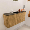 Mondiaz JOYA-DLUX 93.2cm toiletmeubel - ronding links en rechts kleur Oak - Wastafel FAYE positie Midden 1 kraangat kleur Lava. SW1422097