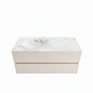 VICA-DLUX 110cm badmeubel onderkast Linen 2 lades. Inbouw wastafel CLOUD links 1 kraangat, kleur Frappe. SW902489