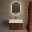 Mondiaz KURVE-DLUX Ensemble meuble de salle de bains - 70x46x40cm - 1 tiroir - lavabo solid surface - centre - 1 trou de robinet - Ruby SW1415622