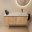 MONDIAZ TURE-DLUX Meuble toilette - 100cm - Washed Oak - EDEN - vasque Opalo - position droite - sans trou de robinet SW1104642