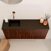 Mondiaz JOYA 90cm toiletmeubel - kleur Ruby - Wastafel FAYE positie Links Zonder kraangat kleur Urban. SW1421809