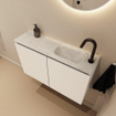 MONDIAZ TURE-DLUX Meuble de toilettes 80 cm Talc. Lavabo EDEN Opalo position droite. Avec 1 trou de robinet. SW1104145