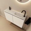 MONDIAZ TURE-DLUX Meuble toilette - 80cm - Talc - EDEN - vasque Opalo - position droite - 1 trou de robinet SW1104145