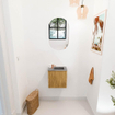 Mondiaz JOYA-DLUX 40cm toiletmeubel - kleur Oak - Wastafel FAYE positie Rechts 1 kraangat kleur Sombra. SW1424240