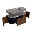MONDIAZ THOR-DLUX 110cm badmeubel ronding links + rechts kleur Walnut met 1 lade en 2 deuren. Vrijhangende wastafel CLOUD Midden 1 kraangat kleur Oza. SW1462972