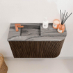 Mondiaz JOYA-DLUX 61.6cm toiletmeubel - ronding rechts kleur Walnut - Wastafel FAYE positie Links 1 kraangat kleur Sombra. SW1424765