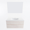 Mondiaz VICA ensemble de meuble de salle de bain - 100cm - meuble sous vasque en aggloméré - 2 tiroirs - lavabo denia central - 1 trou de robinet - couleur Blanc Brillant - miroir LED - version XL 60cm de haut SW1092007