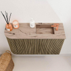 Mondiaz JOYA-DLUX 71.6cm meuble de salle de bains - arrondi gauche couleur Dusk - Vasque FAYE position Droite 1 trou de robinet couleur Arena. SW1425768