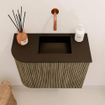 Mondiaz JOYA 51.6cm meuble de toilette - arrondi gauche couleur Dusk - Lavabo FAYE position Droite Sans trou de robinet couleur Urban. SW1421672