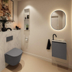 MONDIAZ TURE-DLUX Meuble toilette - 40cm - Dark Grey - EDEN - vasque Opalo - position droite - 1 trou de robinet SW1104242