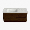Mondiaz CIRO-DLUX Badkamermeubelset - 110x45x50cm - Solid surface wastafel Opalo - 1 wasbak Links - 1 kraangat - 2 lades - Walnut SW1530204