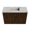 Mondiaz JOYA-DLUX 60cm meuble de salle de bains - couleur Walnut - Vasque FAYE position Milieu 1 trou de robinet couleur Glace. SW1422361