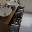 Saniclass Holz Atelier Badkamermeubelset - 120x45x60cm - 2 lades - 2 wasbakken - 2 kraangaten - overloop - Walnut pure SW1441845