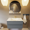 MONDIAZ VICA-DLUX Ensemble meuble de salle de bains - 90cm - sous-meuble plata - 2 tiroirs - lavabo encastré cloud central - 1 trou de robinet - version haute 60cm - glace SW1088292