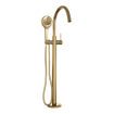Brauer Gold Carving Robinet baignoire sur pied - douchette ronde 3 positions - 2 boutons avec relief - PVD - or brossé SW1164610