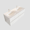 Mondiaz VICA Meuble Carrara avec 4 tiroirs 120x50x45cm vasque lavabo Moon double 2 trous de robinet SW410310
