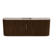 Mondiaz JOYA-DLUX 113.2cm toiletmeubel - ronding links en rechts kleur Walnut - Wastafel FAYE positie Midden 1 kraangat kleur Arena. SW1424382