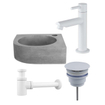 FugaFlow Eccelente Pietra ensemble de lavabo - 31,5x31,5x10cm - 1 trou de robinet - angle - robinet de lavabo blanc mat - béton SW1469160