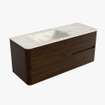Mondiaz CIRO-DLUX Badkamermeubelset - 120x45x50cm - Solid surface wastafel Ostra - 1 wasbak Links - zonder kraangaten - 2 lades - Walnut SW1530380