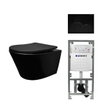 Wiesbaden Vesta ensemble de toilettes Rimless 52cm noir mat réservoir encastré Geberit abattant de toilette softclose et quickrelease avec plaque de commande noir brillant SW229124